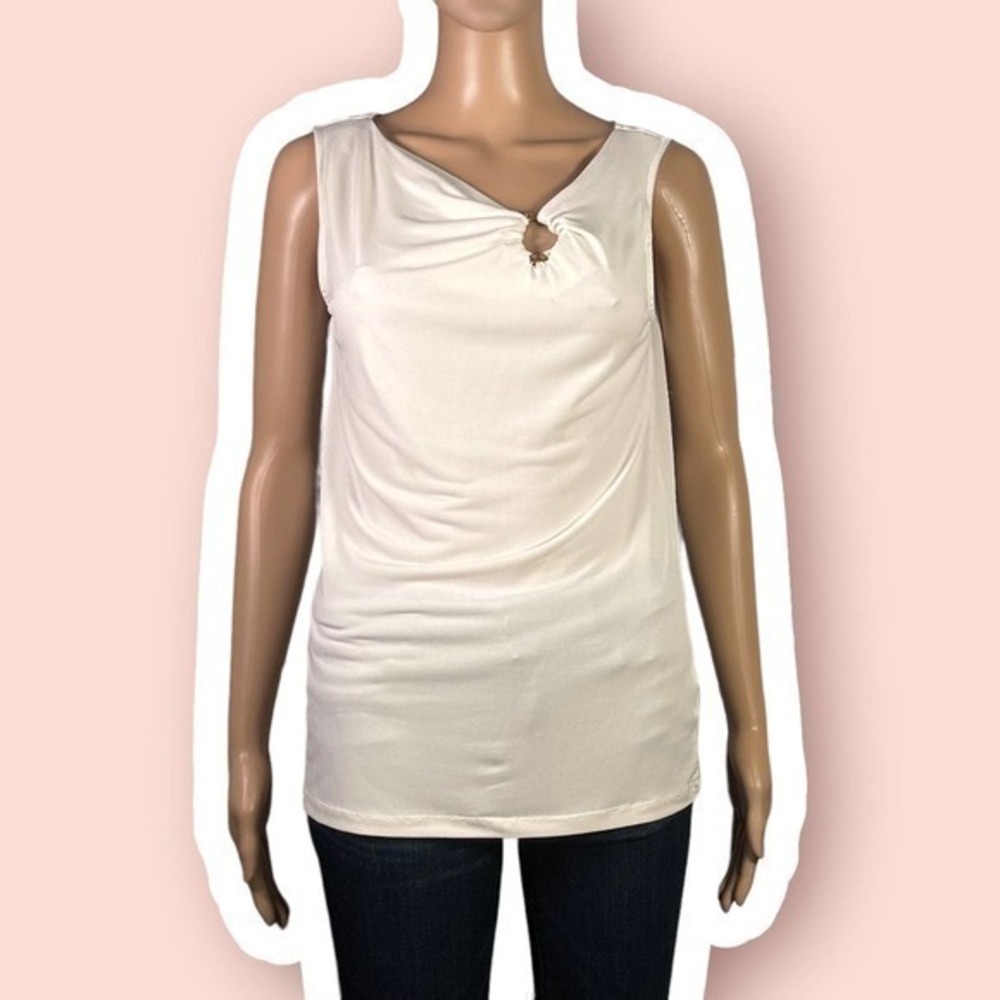 Michael Michael Kors Ivory Sleeveless Top With Ring Detail Size Small - "Peggy"